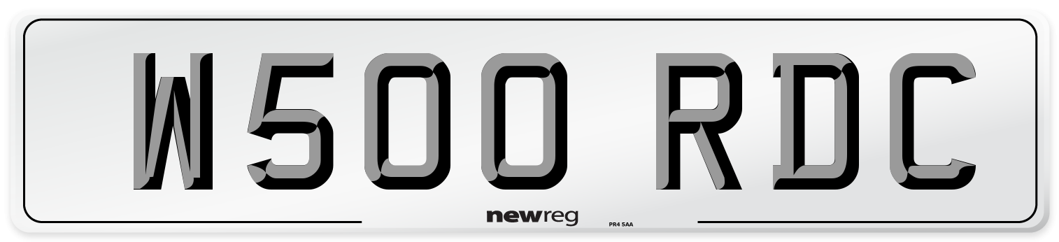 W500 RDC Number Plate from New Reg